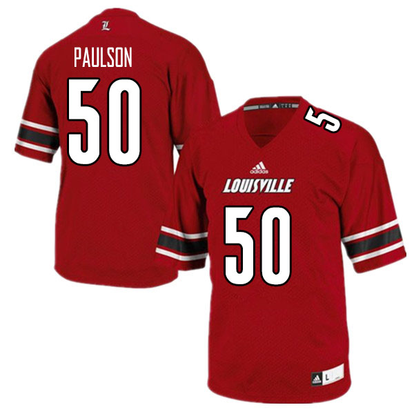 Men #50 Luke Paulson Louisville Cardinals College Football Jerseys Sale-Red - Click Image to Close